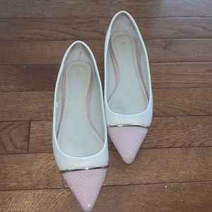 Aldo Pointed Toe Flats with Gold Buckle